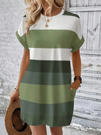 Minivestido Rayas para Mujer | Manga Corta con Bolsillos | Jersey Informal Talla Grande | Tico Trendy