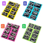 8 unids/set juego de anillos de rompecabezas de Metal juego de rompecabezas inteligente anillo y hebilla liberación IQ rompecabezas juguetes para niños adultos desarrollo cerebral