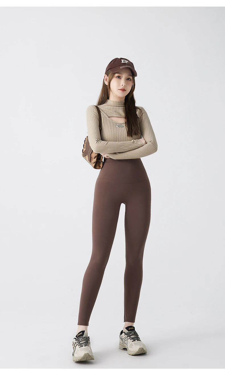 Leggings Piel Tiburón Ciruela | Sensación Desnuda 3D Push Up | Sexy Yoga Fitness PV | Ticotrendy