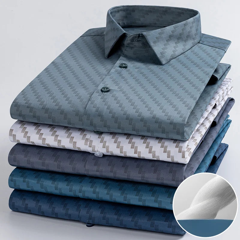 Camisa Talla Grande Sin Arrugas | Estampado Vintage | Formal Ajustada | Tops Suaves