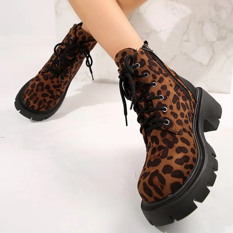 Botines Plataforma Leopardo Estilo Y2K Moda Tica Sensual
