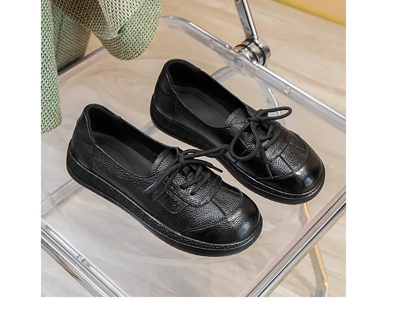 Mocasines Étnicos de Cuero Genuino | Talla Grande | Sin Cordones | Estilo Retro 2025