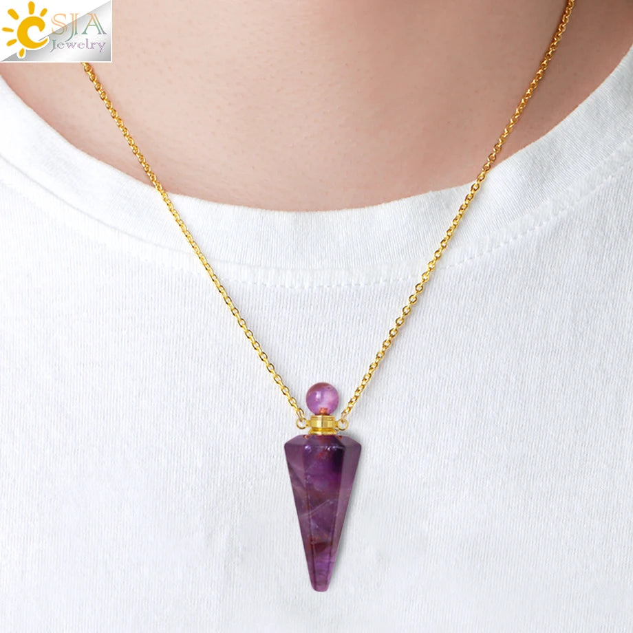 Collar Difusor de Perfume de Piedra Natural Cuarzo Curativo