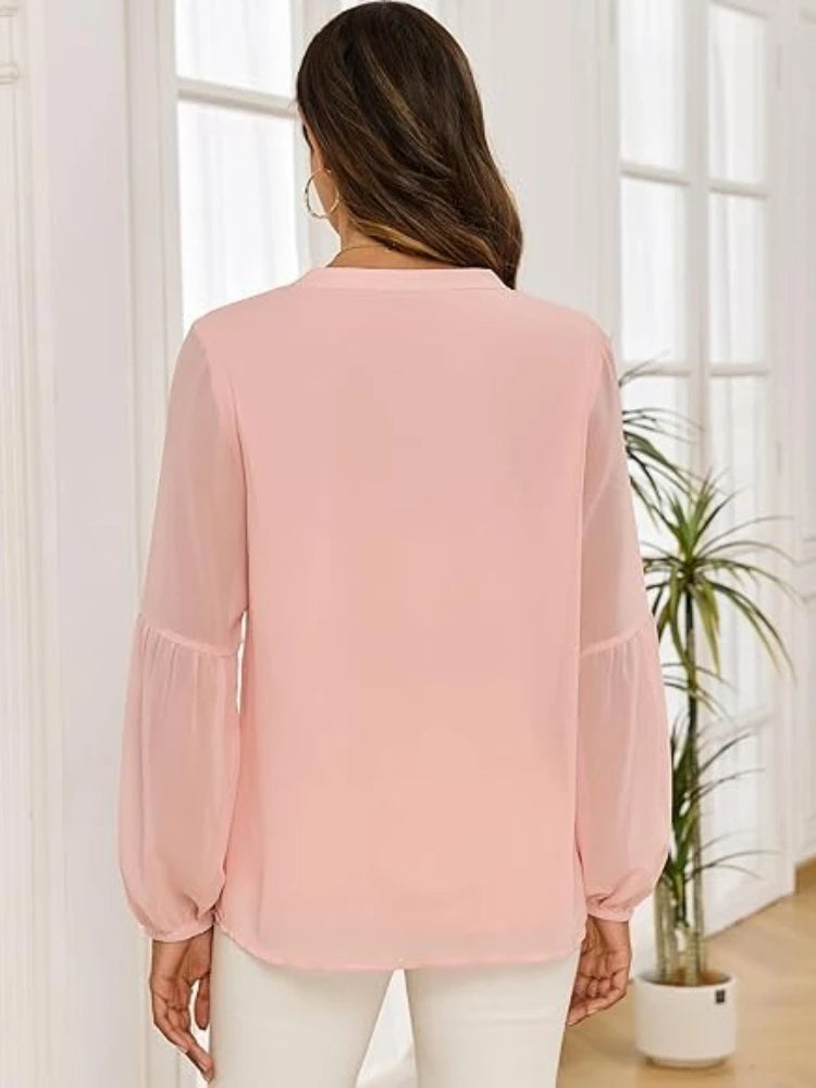 Blusa de Gasa Plisada | Manga Larga | Talla Grande | Tico Trendy