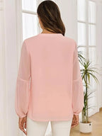 Blusa de Gasa Plisada | Manga Larga | Talla Grande | Tico Trendy