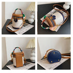 Exquisito bolso tipo cubo de cuero PU para mujer, nuevo cilindro, bolso de mano portátil, bolso de hombro tipo bandolera de gran capacidad para compras de viaje
