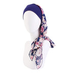 Turbante elástico con estampado de flores para mujer musulmana, para la cabeza preatado Hijab, Bandana para la pérdida de cabello, bufanda para la cabeza, novedad
