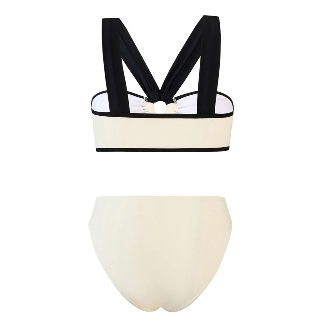 Conjunto de Bikini de Gasa de 3 Piezas - Traje de Baño Divisado para Playa