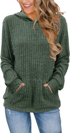 Sudadera Casual Capucha Plus Size | Manga Larga Acanalada Color Sólido con Bolsillos | Tallas 1XL-5XL | Tico Trendy