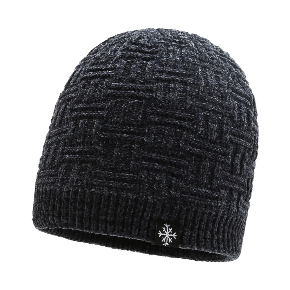 Gorro Tejido Lana Chenilla Terciopelo Grueso Térmico | Invierno Ajustable Unisex