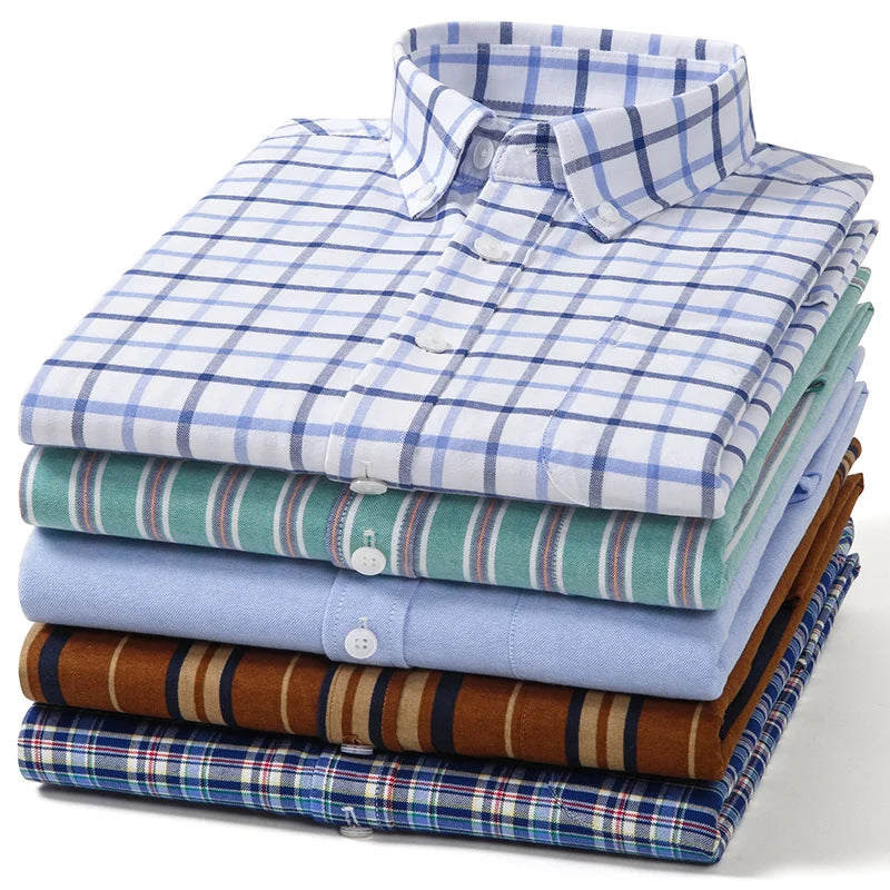 Camisa Oxford a Cuadros | Talla Grande y Pequeña | 100% Algodón | Manga Larga Hombre