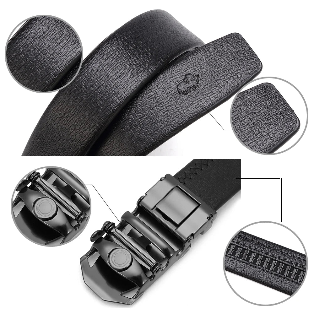 Luxury Brand Business Belt Men Top Quality Genuine Leather Waist Strap Black Male Simple Automatic Buckle Jeans Belts for Men