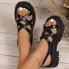 Sandalias Romanas Plataforma Gruesa Tacón Cuadrado | Estilo Gladiador Antideslizantes