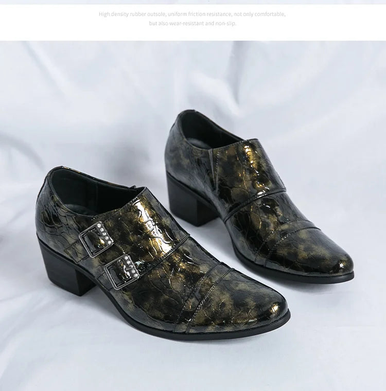 Zapatos Vestir Hombre Ticotrendy Piel Dividida Retro Punta Puntiaguda Boda | Con Hebilla