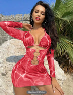 Conjunto de Tres Piezas - Bikini y Cover Up para la Arena