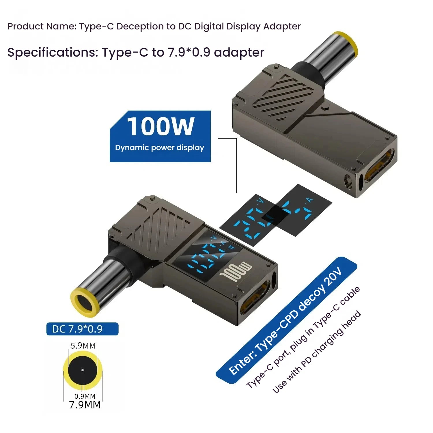 Adaptador Tipo C A DC | Cargador Laptop 100W | Convertidor Power Delivery | Ticotrendy