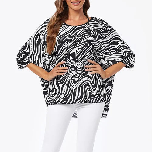 BHFlutter-camisa de talla grande para mujer, Top bohemio estampado, camiseta informal de gasa, 4XL, 5XL, 6XL, 2023