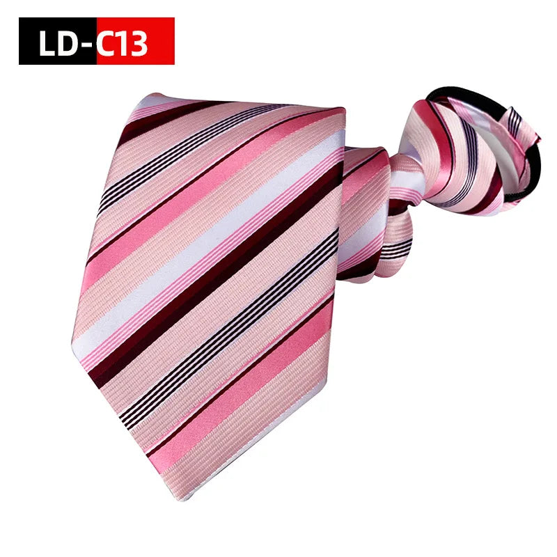Corbata Preatada Con Cremallera Rayada Elegante y Práctica Para Bodas