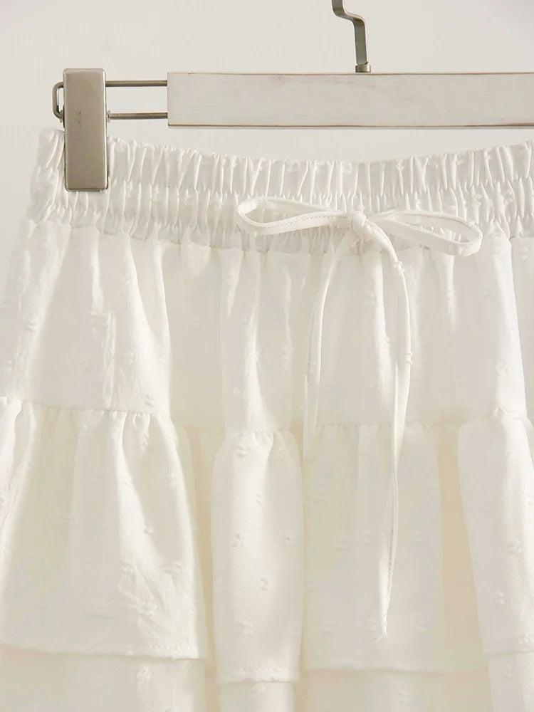 Minifalda Plisada de Gasa | Con Volantes y Pantalones Cortos Internos