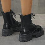 Botines de Plataforma | Estilo Británico | Tacón Grueso | Mujer