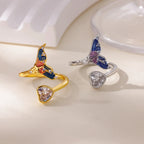 Anillo Mariposa Ticotrendy | Zirconia y Cola Pez | Acero Inox Oro | Joyería Moda 2025