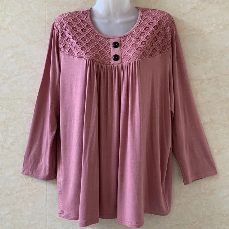 Top Vintage | Talla Grande | Encaje y Manga Larga | Tico Trendy