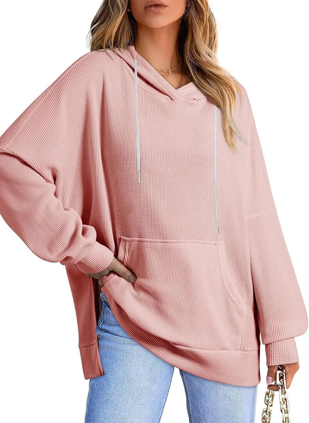 Sudadera Gofres Capucha Plus Size | Manga Larga Bolsillos Estampado Relieve | Tallas 1XL-5XL | Tico Trendy