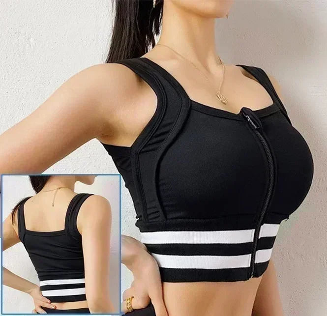 Top Sujetador Deportivo para Mujer | Cremallera Frontal y Realce | Top de Yoga y Fitness