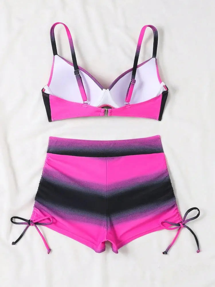 Bikini Teñido y Anudado - Estilo Boho Chic para Vacaciones en la Costa