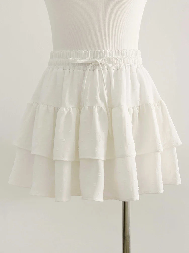 Minifalda Plisada de Gasa | Con Volantes y Pantalones Cortos Internos