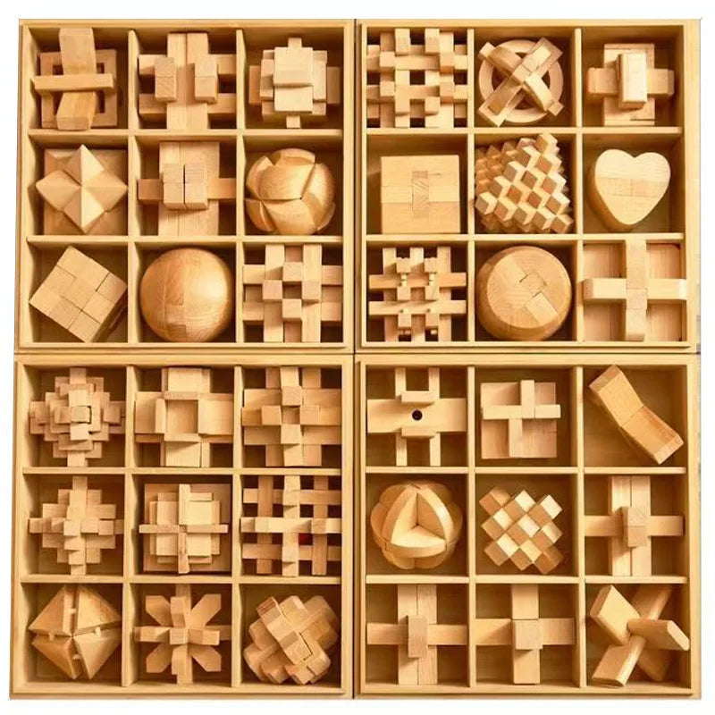 Juego de 3 uds. De rompecabezas de madera LuBan Lock, rompecabezas, juguetes de prueba IQ, juegos mentales educativos para adultos y niños, juego de enclavamiento desbloqueado