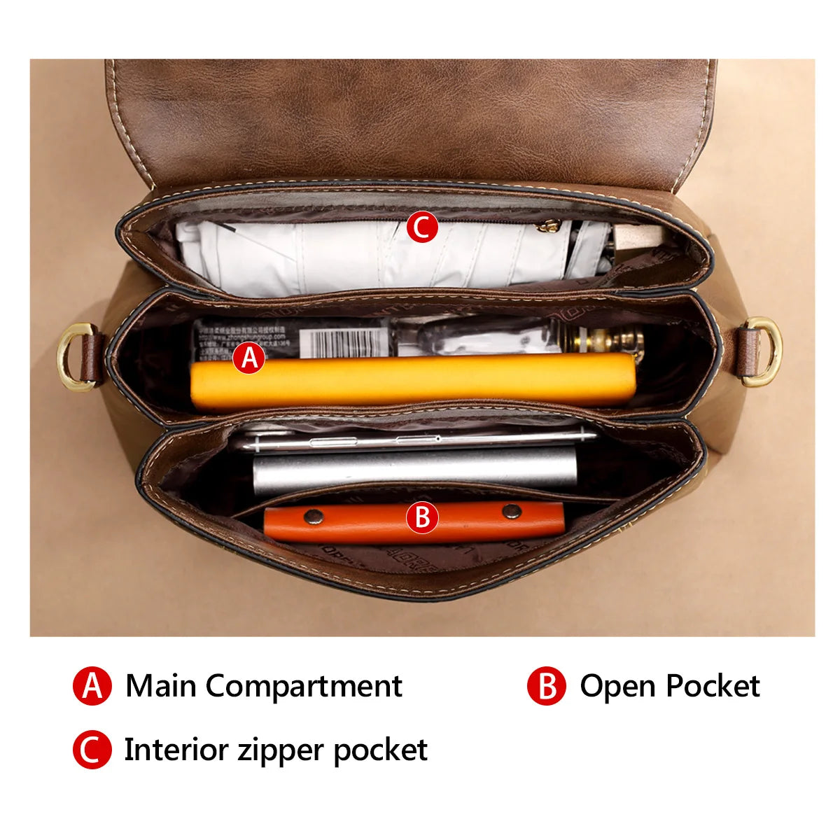LAORENTOU, bandolera de cuero suave para mujer, moda Retro, bolsos de mensajero de gran capacidad para niña, monederos