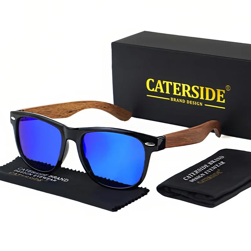 Gafas de Sol Carterside Retro | Madera Natural | Lentes Polarizadas Cuadradas Punk | Montura TR90