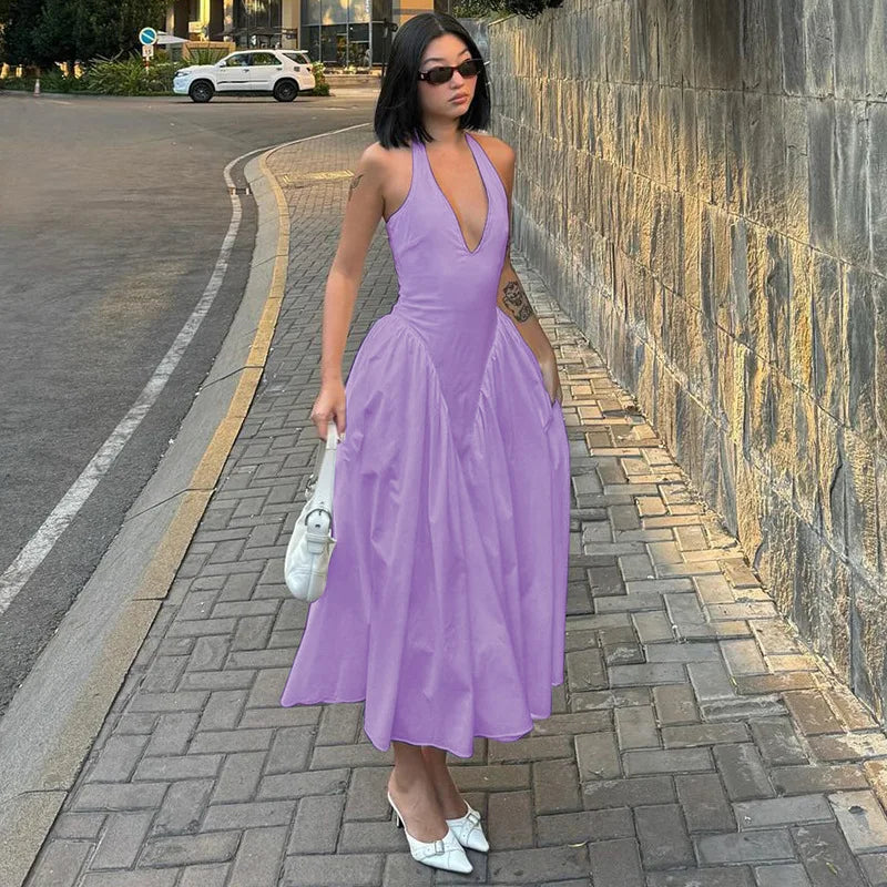 Vestido de fiesta con escote en V y espalda descubierta | Vestidos largos sexys