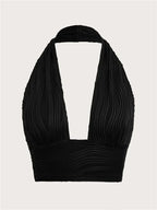 Top corto con espalda descubierta para mujer, Top Sexy liso con cuello Halter, ropa Y2K Grunge de estilo callejero, Top sin mangas para discoteca, ropa de calle 2024
