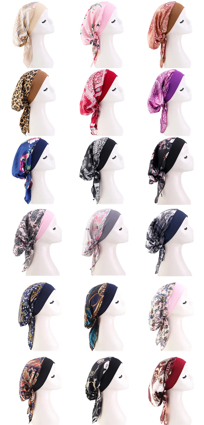 Turbante de satén preatado para mujer, hiyab interior musulmán, gorros para quimio contra el cáncer, pañuelo para la cabeza para la pérdida de cabello, Bandana, accesorios elásticos para el cabello