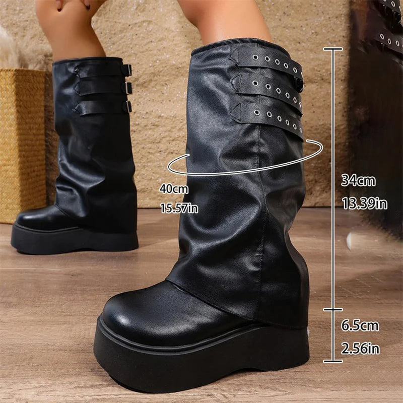 Botas de Tacón Grueso con Plataforma | Estilo Punk | Mujer