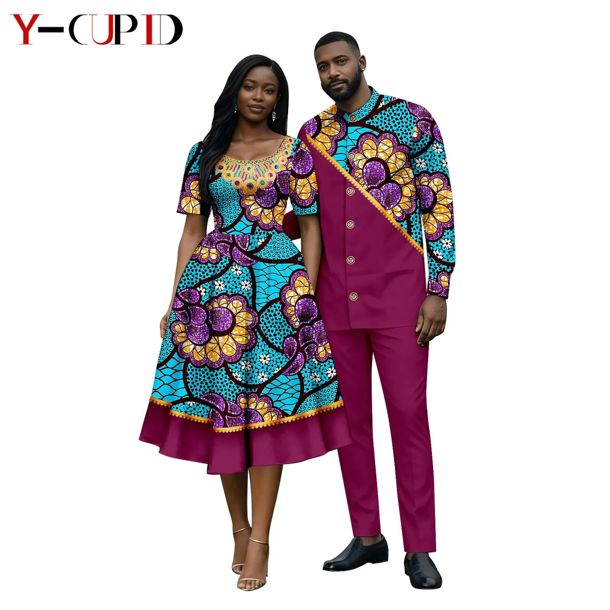 Vestido Apliques Estampado Africano Pareja | Camisa y Pantalón | Tallas S-6XL | Tico Trendy