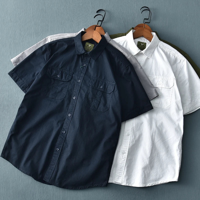 Camisa Casual Hombre | Algodón Puro | Parches Tridimensionales | Manga Corta | Ticotrendy