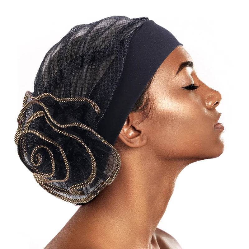 Turbante brillante elástico musulmán de flores para mujer, gorro de quimio para la pérdida de cabello, Bandanas internas, gorro Ninja para el cáncer, gorro para envolver la cabeza, nuevo