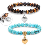 Pulsera de cremación de urna de corazón a la moda, pulsera de piedra Natural para mujeres y hombres, nombre grabado, fecha, regalo de joyería de acero inoxidable