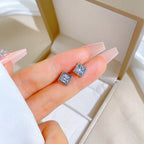 Pendientes de circonita cuadrados simples de acero inoxidable para mujeres y hombres, accesorios para las orejas geniales, accesorios de joyería, regalos