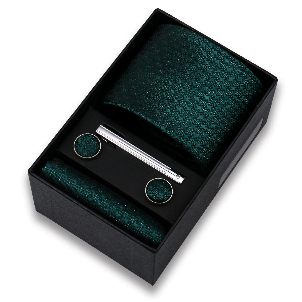 Conjunto de Lujo Corbata Gemelos Clip Pañuelo para Hombres Negocios Boda