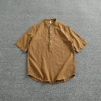 Camisa Lino Algodón Hombre | Estilo Retro | Manga Corta | Cuello Abierto | Ticotrendy Costa Rica