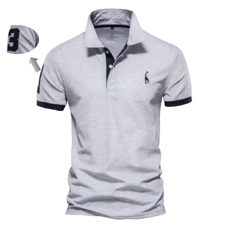 Polo Bordado Ajustado Hombre | Color Sólido Manga Corta | Tallas XS-5XL | Tico Trendy