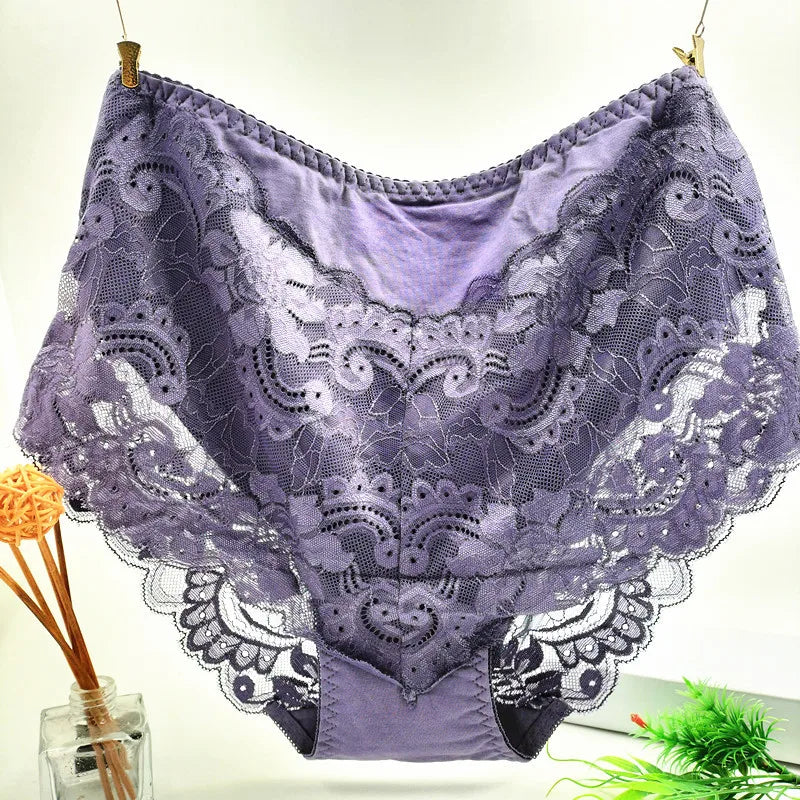 Bragas de Algodón con Encaje | Talla Grande 7XL