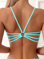 Bikini Dividido con Aros de Textura Sólida para Verano