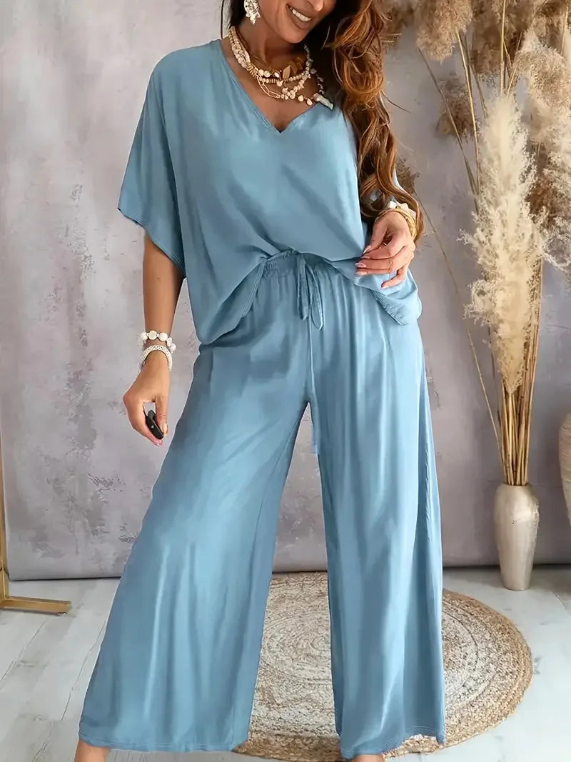 Ticotrendy: Conjunto Elegante de Pantalón y Top Sin Mangas | Color Sólido Verano 2025