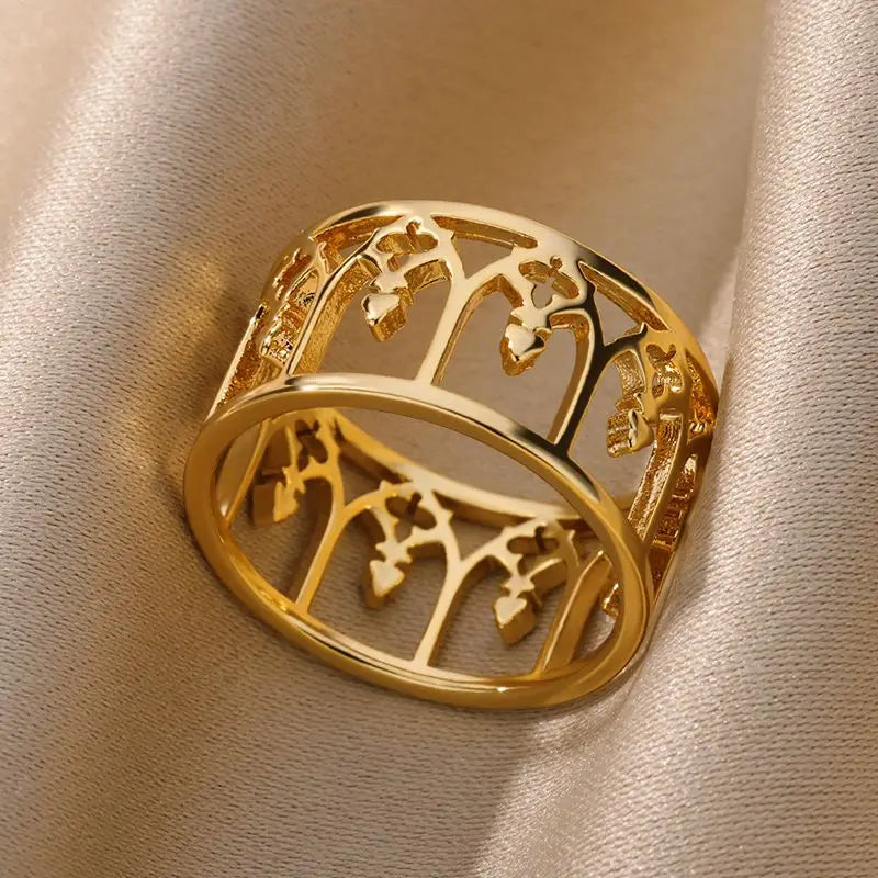 Anillo Trendy Hueco Vintage | Acero Inox | Joyería Pareja Boda | Lujo Y2K