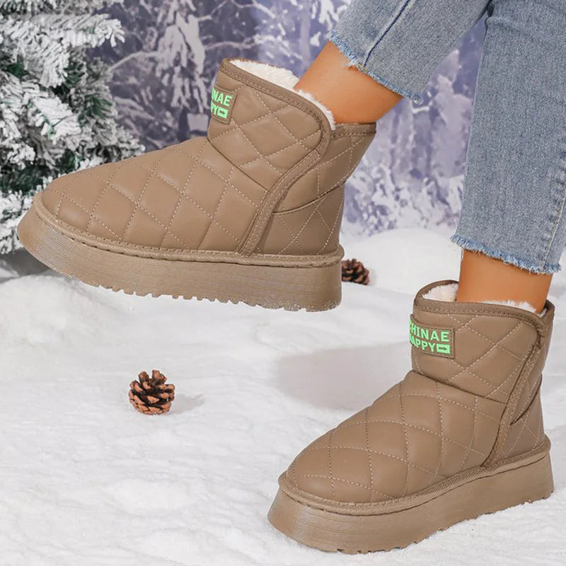 Botas de Plataforma con Felpa | Color Caqui | Moda Tica | Invierno